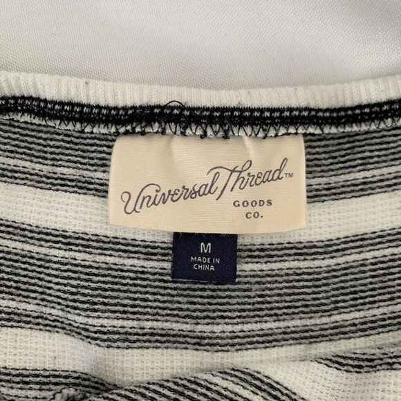 Universal Thread Mini Dress M Charcoal Stripe VNeck Preppy Neutral Minimalist - Picture 9 of 12